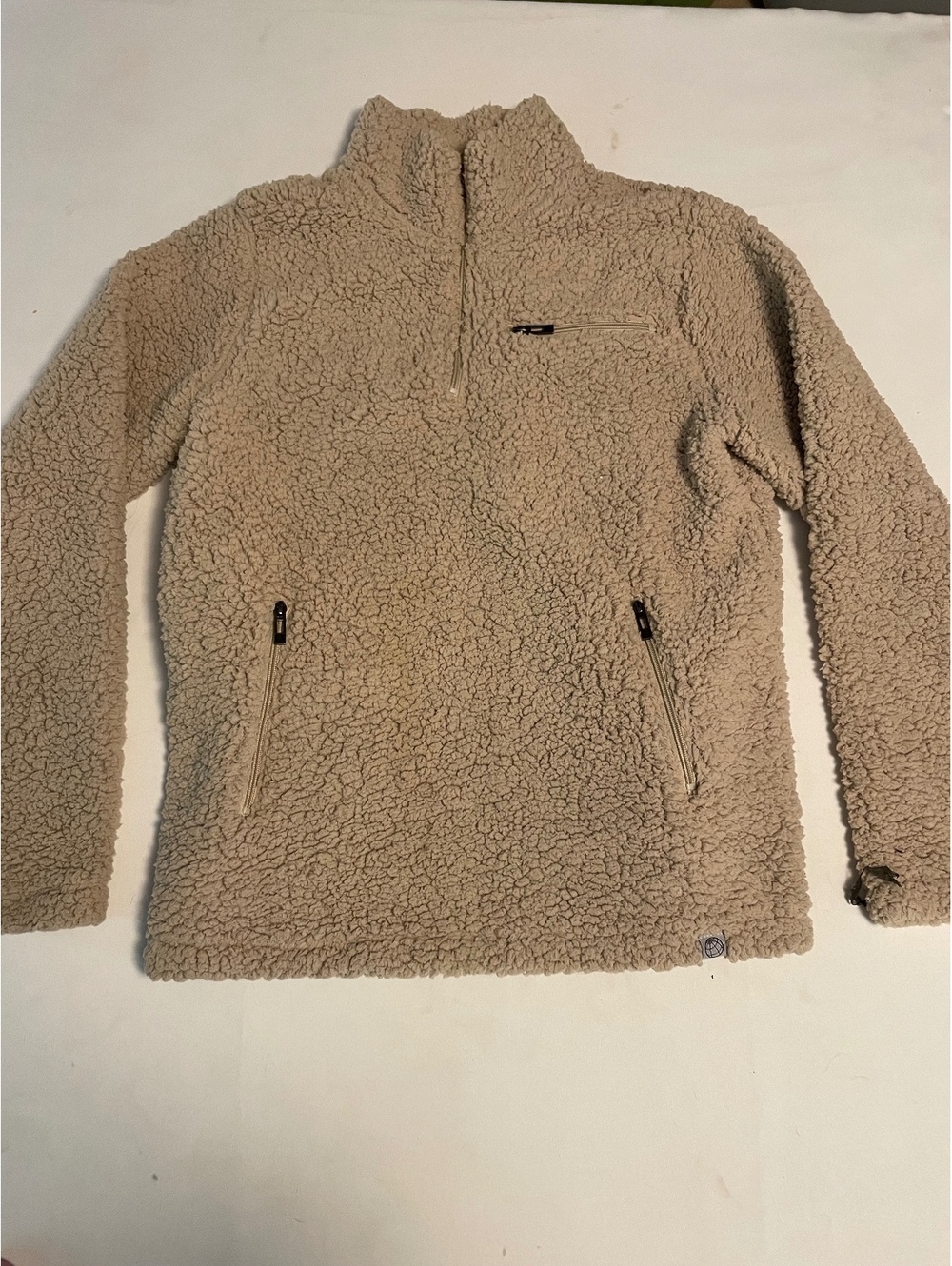 Free Planet Tan Sherpa Fleece Pullover Jacket Medium